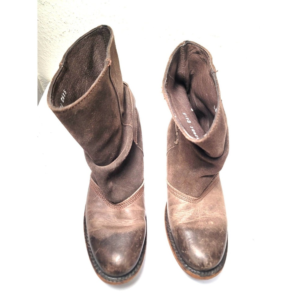 Liberty Brown Black Leather Suede Ankle Boots With Buckle Detail Women's Size 5.